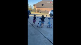 Grandma surprises 4-year-old twins with matching bikes for their birthday