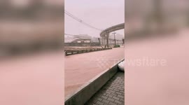 Road flooded from heavy rain in southern Thailand
