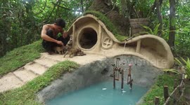 Rescued Little abandoned Puppy Then Digging Termite mound Build Hobbit House for Puppies