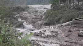 Cold lava streams rush down Mount Semeru after volcanic activity in Indonesia