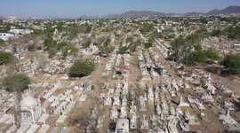 Aerial view of the Yañez cemetery prior to the celebration of Dia de los Muertos on October 27 in Hermosillo Sonora, Mexico