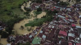Drone footage shows scale of deadly flooding in Indonesian city of Medan