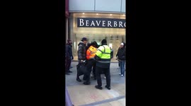 Standupx protesters clashing with security guards as they enter Westfield Stratford during their London protest of 5th December 2020
