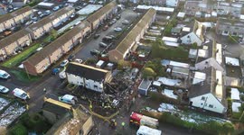 Drone footage shows home flattened by explosion in Illingworth, West Yorkshire