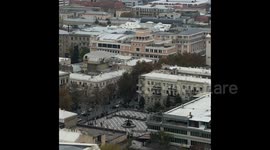 People and cars stopped to pay tribute to the killed soldiers in Nagorno-Karabakh in Baku, Azerbaijan