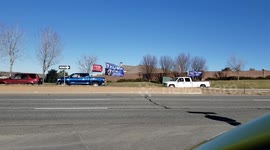 Truckers drive through Westminster, Colorado in support of Trump