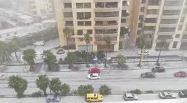 Lebanon: Hailstorm Strikes Beirut Turning Roads White 3