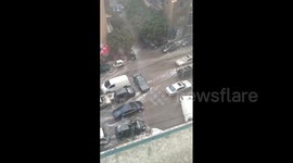 Lebanon: Hailstorm Strikes Beirut Turning Roads White