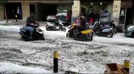Flash floods hit Beirut after 'historical' hailstorm