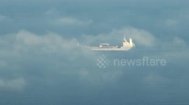Tanker Ship With Fog - Time Lapse