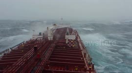 Huge tanker battles against waves whipped up by Storm Nemo off Canada's coast