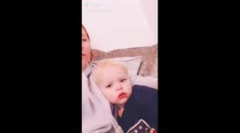 Baby cries thinking he’s been hurt