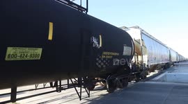 Passage of train and wagons on the tracks. Ferromex railway. Mexican railways as they pass through San Pedro el Saucito, Sonora, Mexico. Transportation, communications