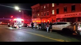 Tow truck hits a white Hyundai Pedestrian gets struck