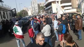 Crowd protest outside police station after investigation launched into protester who stormed Lebanese ministry following Beirut blast