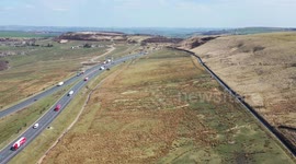 M62 Motorway - Stott Hall Farm - Booth Wood Reservoir - During Covid - Quite Motorway - Famous Farm in the middle of the motorway