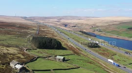M62 Motorway - Stott Hall Farm - Booth Wood Reservoir - During Covid - Quite Motorway - Famous Farm in the middle of the motorway 3