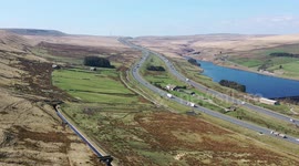 M62 Motorway - Stott Hall Farm - Booth Wood Reservoir - During Covid - Quite Motorway - Famous Farm in the middle of the motorway 4