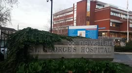 Exterior of London's St George's Hospital as first COVID-19 vaccine administered