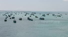 Fishing boats while on their way to a harbor hit on each other and got damaged. The moments were captured amazingly on the right time in South India