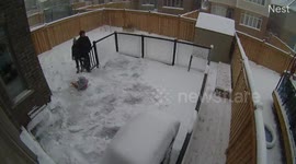 Dad and Son Sledding mishap - nest camera