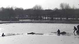 Chinese man rescues 10-year-old boy that fell into frozen lake