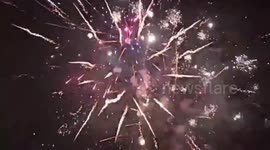 Fireworks explode around Lyon during the city's Festival of Lights