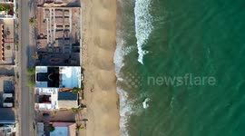 Aerial view of Kino or Kino Bay, Sonora, Mex in the Gulf of California. kino beach, pacific ocean, sea of Cortez sea, sand, beach, ocean, tourist destination, travel, beach landscape. zenith, zenith, zenith view, zenith view.