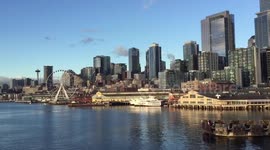 Seattle Skyline and Seafront at Sunset