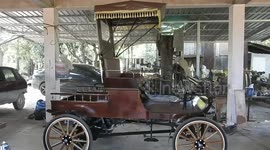 Thai man customises 19th century wooden cart with motorcycle engine