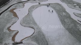 Pennsylvania golf course turns into wintry scene after first snow of the season