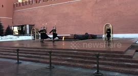 Guard of Honor at the Eternal Flame at the Tomb of the Unknown Soldier in Moscow