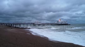 Eastbourne Coast Battered By Heavy Winds