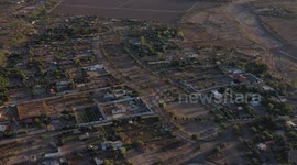 Aerial view of country houses, country lands and farms in San Pedro el Saucito, el Tronconal and Real del Alamito, Sonora, Mexico. rural area