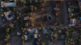 Aerial view of country houses, country lands and farms in San Pedro el Saucito, el Tronconal and Real del Alamito, Sonora, Mexico. rural area