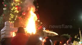 Albanian protesters burn Christmas tree amid violent protest over police killing