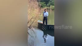Python rescued after being found stuck in fishing net in Thailand