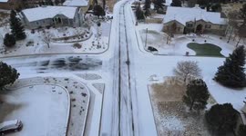 Stunning drone footage over Mountain Shadow, Colorado after heavy snow falls