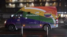 Rainbow Pride Post Office van seen in London