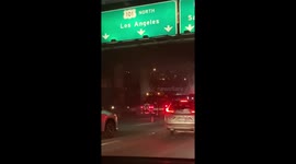 LA Multi car crash with fire / firefighters