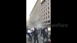 Clashes break out at Trump supporter rally in Washington DC