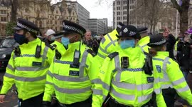 Anti vaccine protester getting arrested