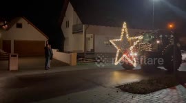 Christmas parade by farmers in Germany to make people happy