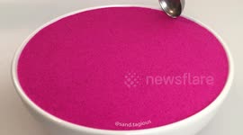 Scooping Pink Kinetic Sand ASMR