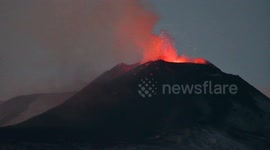 Roaring lava spews from south-east craters of Italy's Mount Etna