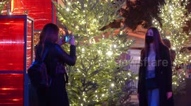 Greeks flock for a photo in Christmas lights tree during lockdown in Thessaloniki