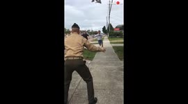 US marine shares embrace with friends as he returns home from boot camp
