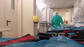 an empty stretcher in a covid hospital