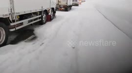 Japan: Vehicles Stranded On Highways For Close To A Day Due To Record Snow On Japan Sea Side