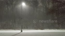 Cycling through the height of the snow storm in Brooklyn's Prospect Park